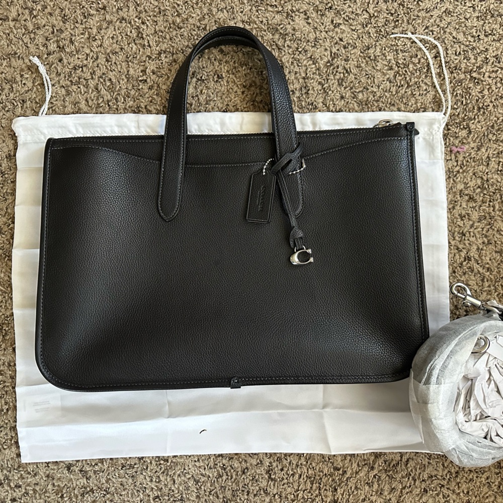 Coach Black Leather Laptop Bag